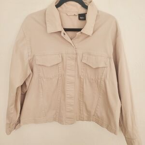 Jean Jacket Cream Stretch Womans L/XL